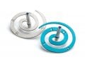 Adi Sidler Double Spiral Chanukah Dreidel Brushed Aluminum - Turquoise and Silver