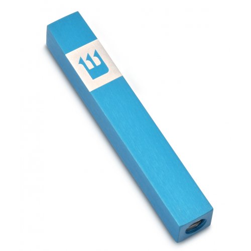 Adi Sidler Mini Mezuzah Case, Crown Shin Design - Turquoise