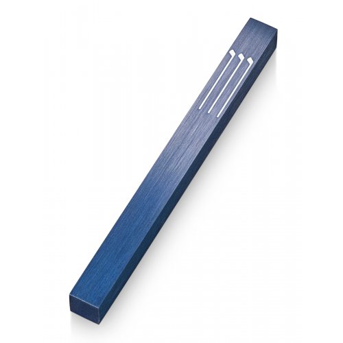 Adi Sidler Musical Notes Stylized Shin Mezuzah Case - Blue