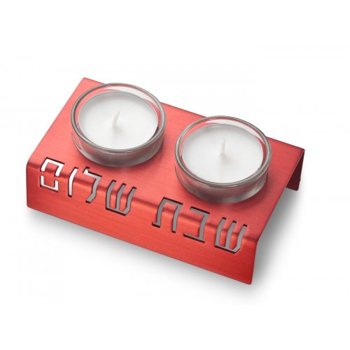 Adi Sidler Shabbat Shalom Candlesticks, Table Design - Red