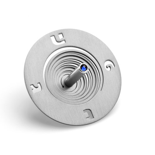 Adi Sidler Spiral Coil Chanukah Dreidel Brushed Aluminum - Silver