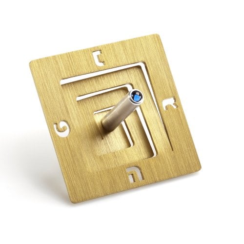 Adi Sidler Square Spiral Chanukah Dreidel Brushed Aluminum - Gold