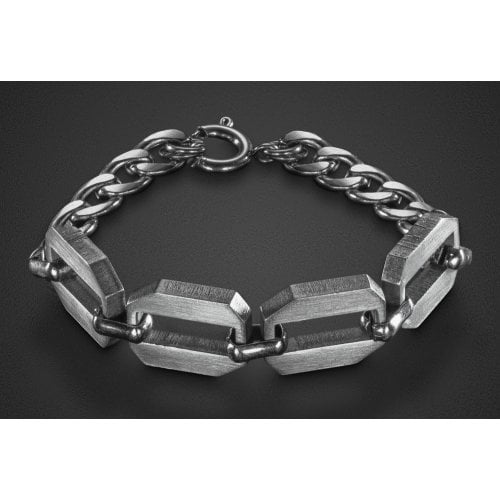 Adi Sidler, Stainless Steel Man's Bracelet  Four Large Hexagonal Open Discs