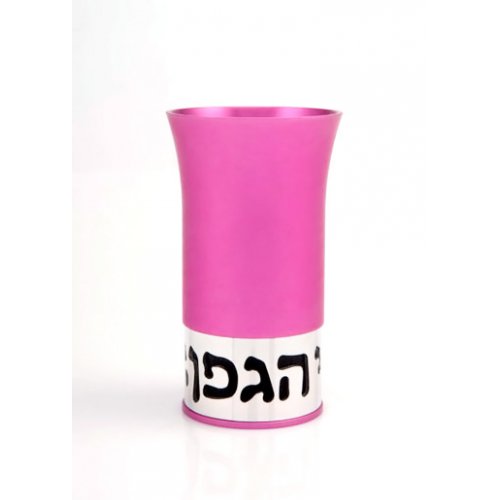 Agayof Aluminum Havdalah Set Modern Design - Bright Pink