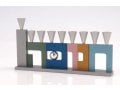 Agayof Anodized Aluminum Menorah with Cutout Hanukkah - Conical Candleholders