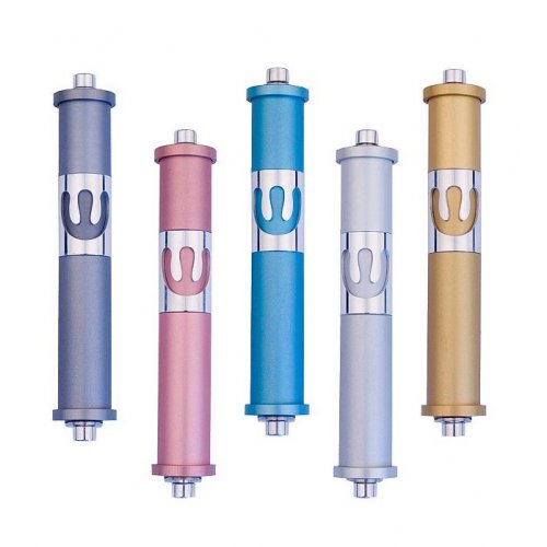 Agayof Cylinder Mezuza Case with Curving Shin, in Light Colors - 6 Inches Height