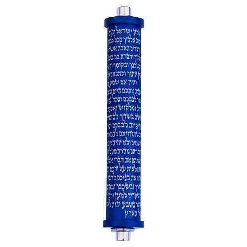 Agayof Cylinder Mezuzah Case with Shema Prayer, Dark Colors - 4 Inches Height