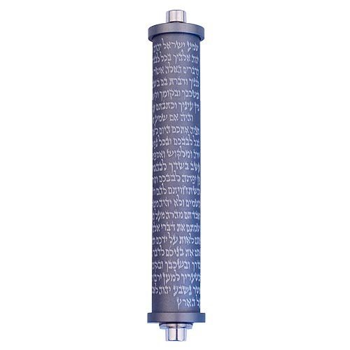 Agayof Cylinder Mezuzah Case with Shema Prayer, Light Colors - 5 Inches Height