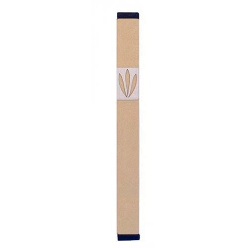 Agayof Mezuzah Case with Shin of Three Leaves, Light Colors - 5 Inches Height