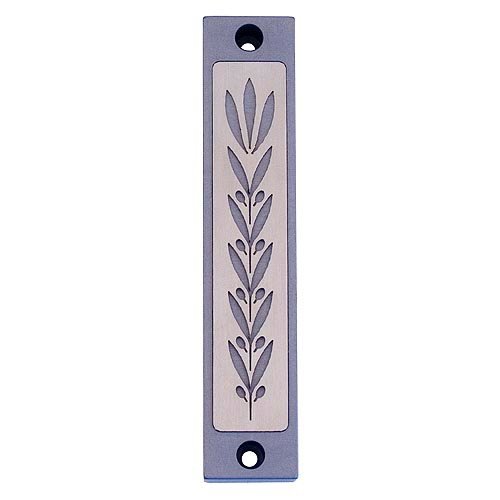 Agayof Mezuzah Case with Wheat Image in Light Colors - 4 Inches