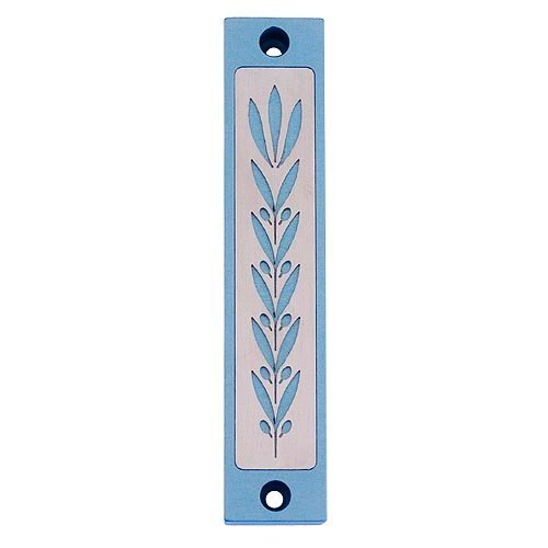 Agayof Mezuzah Case with Wheat Image in Light Colors - 4 Inches