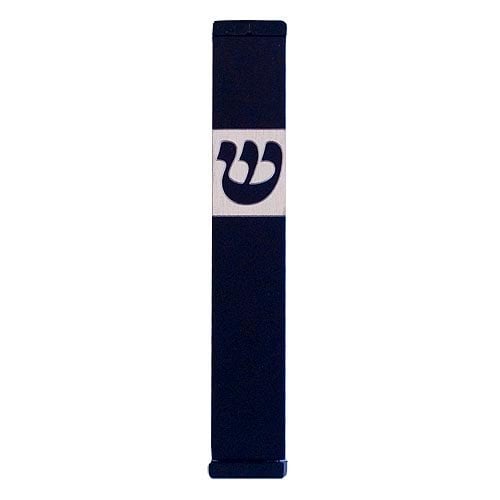 Agayof Pillar Mezuzah Case with Curving Shin in Dark Colors  4 Inches Height