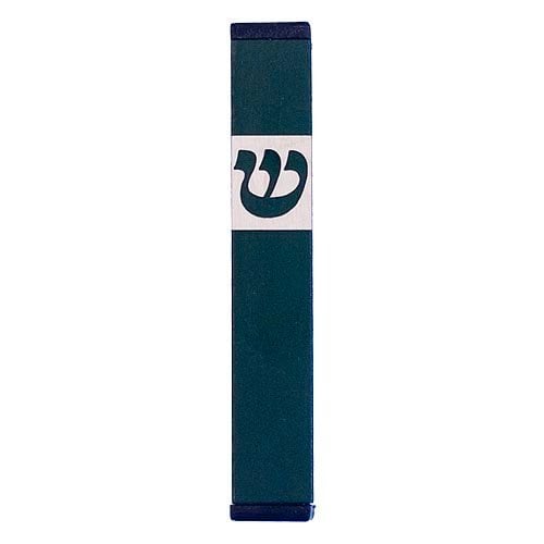 Agayof Pillar Mezuzah Case with Curving Shin in Dark Colors  4 Inches Height