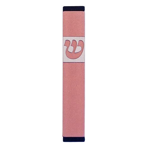 Agayof Pillar Mezuzah Case with Curving Shin, in Light Colors - 4 Inches Height