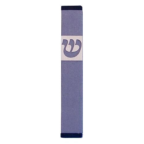 Agayof Pillar Mezuzah Case with Curving Shin, in Light Colors - 4 Inches Height