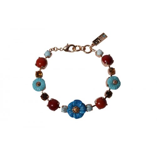 Amaro Handcrafted Rose Gold Plated Bracelet, Semi-Precious Gems - Flowers