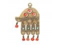 Ancient Brass Wall Good Luck Hamsa with Colored Beads - Israel Museum Replica