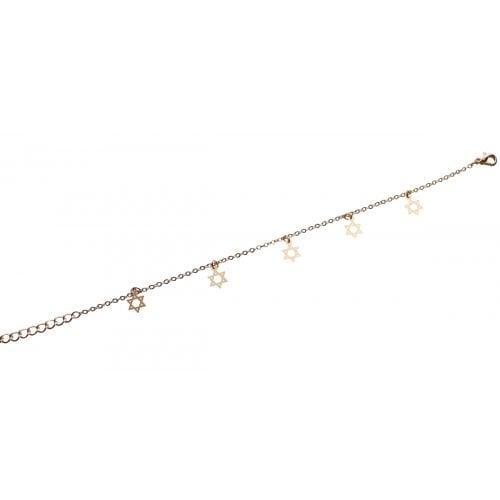 Anklet - Gold Rhodium with Gold Stars of David