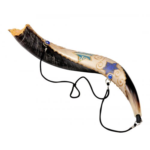 Anointing Painted Yemenite Shofar - Star of David