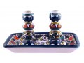 Armenian Design Shabbat Candlesticks with Matching Tray