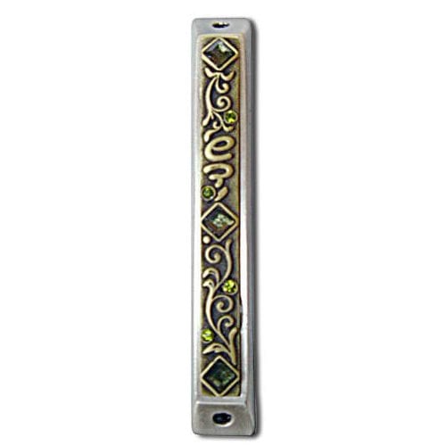 Art Nouveau Mezuzah Case with Stones 1 in stock