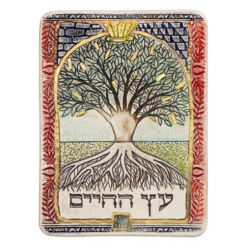 Art in Clay Handcrafted Ceramic 24K Gold Decorated Plaque - Tree of Life