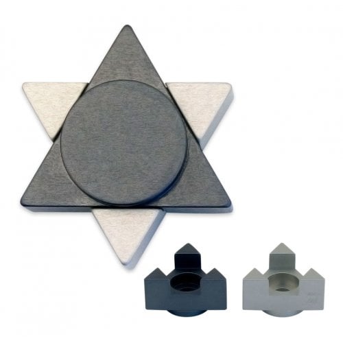 Avner Agayof Anodized Aluminum Travel Shabbat Candlesticks, Star of David - Gray