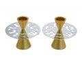 Avner Agayof Contemporary Candlesticks, Shabbat Shalom Disc - Gold