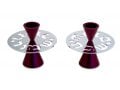 Avner Agayof Contemporary Candlesticks, Shabbat Shalom Disc - Purple