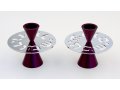 Avner Agayof Contemporary Candlesticks, Shabbat Shalom Disc - Purple