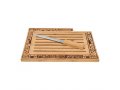 Bamboo Wood Challah Board with Crumb Catcher, Jerusalem Design - Includes Knife