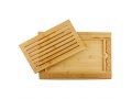 Bamboo Wood Challah Board with Crumb Catcher, Jerusalem Design - Includes Knife