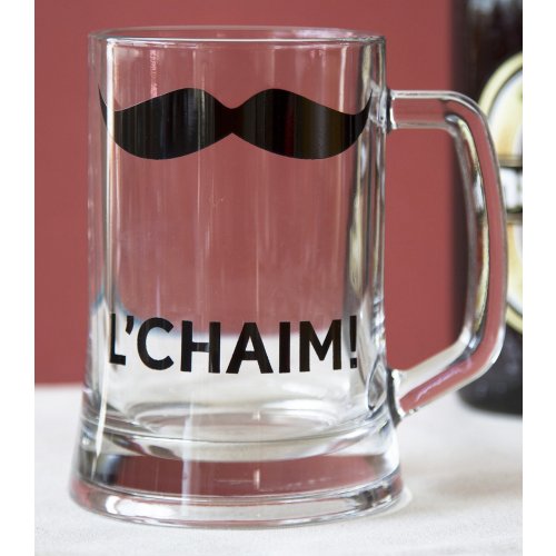 Barbara Shaw Beer Pint Glass - Le'Chaim in Hebrew