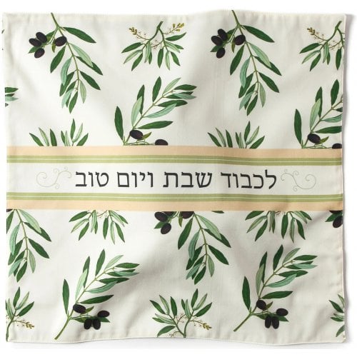 Barbara Shaw Challah Cover - Green Olive Vines 1 in stock