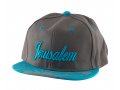 Baseball Cap with Jerusalem and Paint Splatter Design - Gray & Turquoise