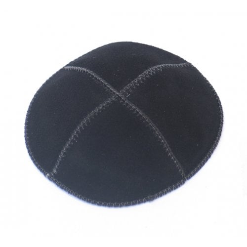 Black Suede Kippah Four Panel Yarmulke