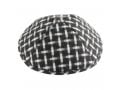 Black and White Cotton Fabric Kippah - Woven Design