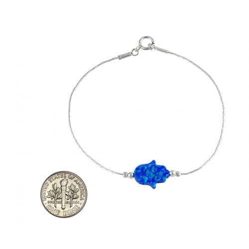 Blue Opal Hamsa Silver Bracelet