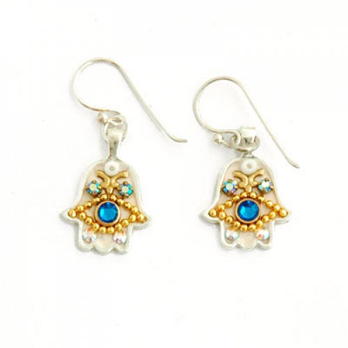 Blue Stone Hamsa Earrings by Ester Shahaf