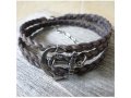 Braided Gray Leather Men's Wrap Bracelet with Anchor Design