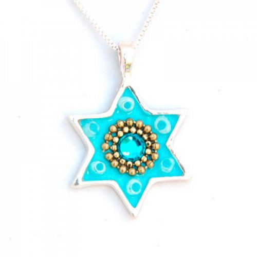 Bright Blue Silver Necklace by Ester Shahaf