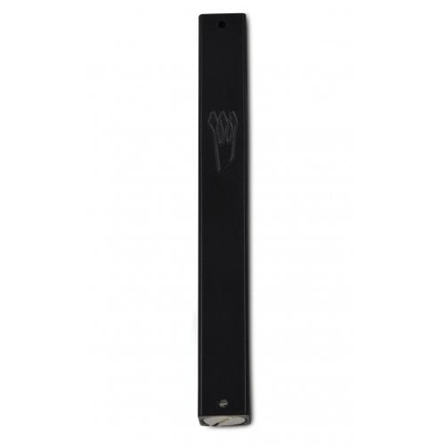 Classic Weather Proof Aluminum Mezuzah Case with Shin Decoration - Black