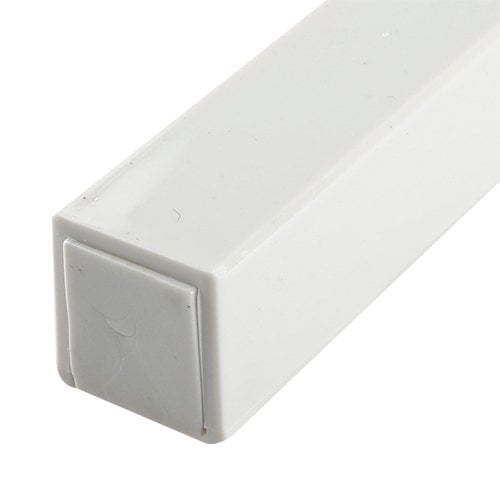 Classic White Plastic Mezuzah Case, Silver Shin - for Scroll of 12 cm Length