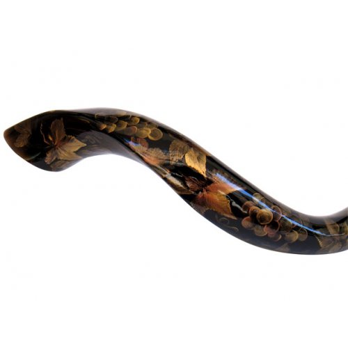 Collectors Hand Painted Yemenite Shofar - Gold Grapevine