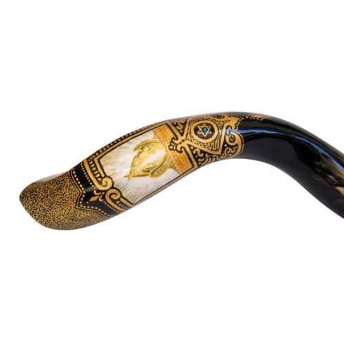 Collectors Hand Painted Yemenite Shofar - Ten Commandments