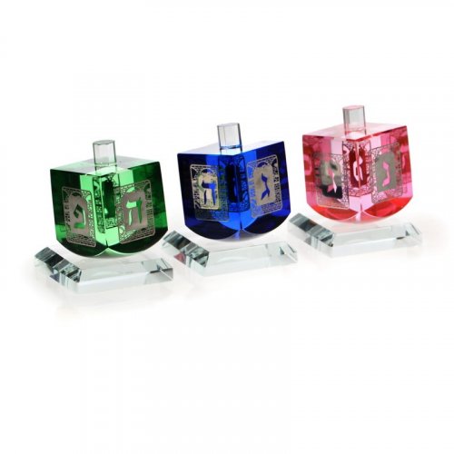 Colorful Crystal MAGIC NO-FALL Three DREIDEL Set