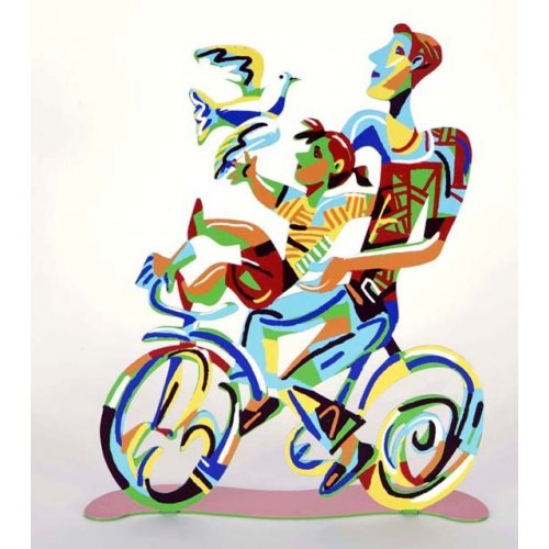 David Gerstein Free Standing Double Sided Bicycle Sculpture - Weekend Ride