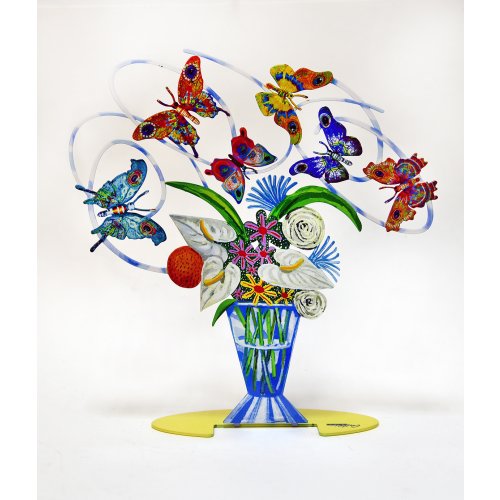 David Gerstein Free Standing Double Sided Colored Flower Vase Sculpture - Harmony