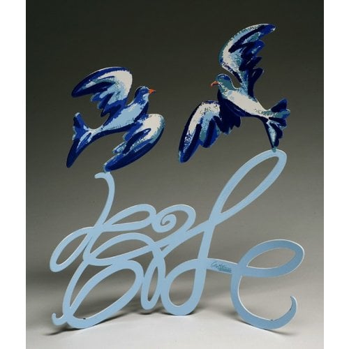 David Gerstein Free Standing Double Sided Doves Sculpture - Shalom