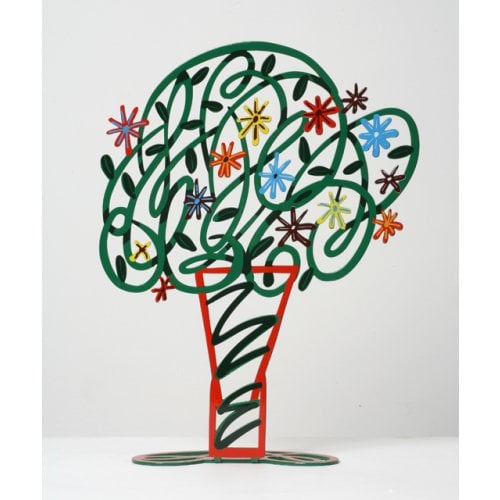 David Gerstein Free Standing Double Sided Flower Sculpture - Green Bouquet